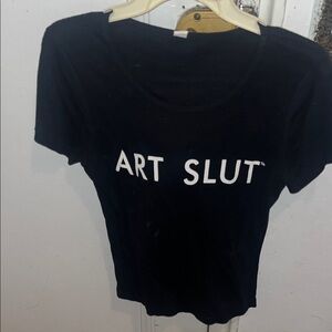 Black Graphic Tee with White Text